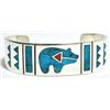 Image 1 : Zuni Multi-Stone Bear Sterling Silver Cuff Bracelet - Rudell & Nancy Laconsello