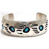 Image 1 : Navajo Turquoise Sterling Silver Bear Paw Cuff Bracelet - Pearlene Spencer
