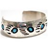 Image 2 : Navajo Turquoise Sterling Silver Bear Paw Cuff Bracelet - Pearlene Spencer