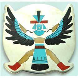 Zuni Multi-Stone Knife Wing Large Pendant & Pin - Harlan & Monica Coonsis