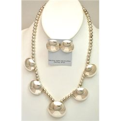 Navajo Sterling Silver Circles Necklace & Earrings Set