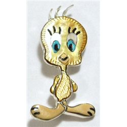 Zuni Multi-Stone Tweety Bird Sterling Silver Pendant & Pin - Andrea Shirley