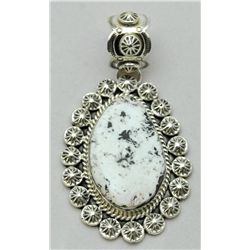 Navajo White Buffalo Large Sterling Silver Pendant - Mary Ann Spencer