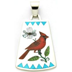 Zuni Multi-Stone Bird Design A Pendant - Rudell & Nancy Laconsello