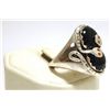 Image 2 : Zuni Onyx Sterling Silver Snake w/Coral Eyes Men's Ring - Effie Calavaza