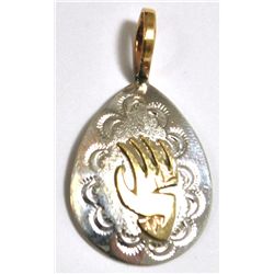 Navajo 12k Gold Filled Bear Paw Sterling Silver Pendant - Roger Jones