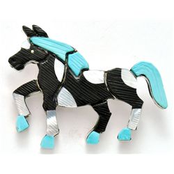 Zuni Multi-Stone Horse Pin - Stephan Lonjose