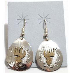 Navajo 12k Gold Fill Bear Paw Sterling Silver French Hook Earrings - Roger Jones