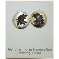 Navajo Sterling Silver Eagle Head Silhouette Post Earrings - Tommy Singer