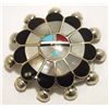 Image 1 : Zuni Multi-Stone Inlay Sun Face Sterling Silver Pendant & Pin - Pauline Lonjose