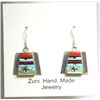 Image 3 : Zuni Coral Bead Multi-Stone Sun Face Sterling Silver Necklace & Earrings Set - Raylan & Patty Edaaki
