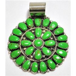 Navajo Green Turquoise Cluster Sterling Silver Pendant - Juliana Williams