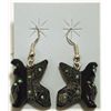 Image 1 : Zuni Marble Butterfly Sterling Silver French Hook Earrings - Dilbert Gasper