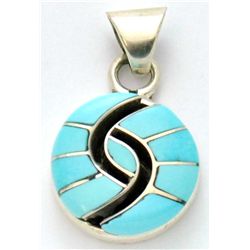 Zuni Turquoise Small Circle Pendant - Amy Quandelacy