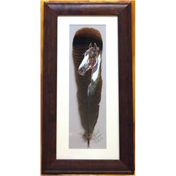 Navajo Horse Head Feather Painting - Donovan Begay