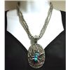 Image 1 : Navajo Turquoise Sterling Silver Spider & Web Navajo Pearl Necklace - Darren Livingston