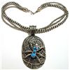 Image 4 : Navajo Turquoise Sterling Silver Spider & Web Navajo Pearl Necklace - Darren Livingston