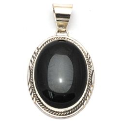 Navajo Onyx Sterling Silver Pendant - Herman Lee