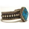 Image 2 : Old Pawn Navajo Stormy Mountain Turquoise Sterling Silver Small Cuff Bracelet - Bruce Hayles