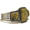 Image 2 : Old Pawn Navajo Yellow Spider Web Kingman Turquoise Sterling Silver Cuff Bracelet - Kirk Smith