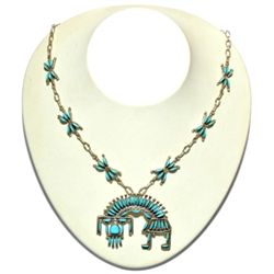 Zuni Turquoise Rainbow Kachina Necklace - Hugh & Agnes Bowekaty