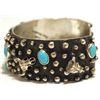 Image 3 : Navajo Turquoise Sterling Silver Cow Skulls Cuff Bracelet - Emer Thompson