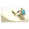 Image 2 : Zuni Turquoise Inlay Sterling Silver Large Turtle Women's Ring - Vernon Waikaniwa