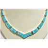 Image 2 : Navajo Turquoise Inlay Sterling Silver Link Necklace & Post Earrings Set - Calvin Begay