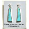 Image 3 : Navajo Turquoise Inlay Sterling Silver Link Necklace & Post Earrings Set - Calvin Begay