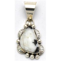 Navajo White Buffalo Sterling Silver Pendant - Mary Ann Spencer