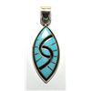 Image 1 : Zuni Onyx and Turquoise Sharp Oval Pendant - Amy Quandelacy