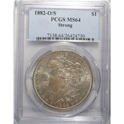 1882 O/S MORGAN DOLLAR PCGS MS 64 NICE!