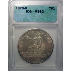 1873-S TRADE DOLLAR ICG MS62 VERY NICE!