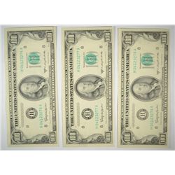 3 - 1950-D $100 NOTES WITH CONSECUTIVE SERIAL NUMBERS
