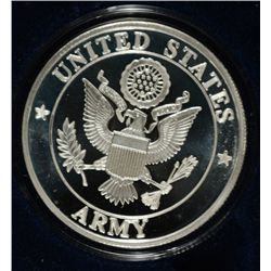 UNITED STATES ARMY ONE OUNCE .999 SILVER ART ROUND, WITH CAPSULE AND GIFT BOX