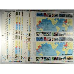 A LARGE UNITED STATES COMMEMORATIVE STAMP LOT, 127 SHEETS OF (20) 29 CENT STAMPS, 1941 WWII
