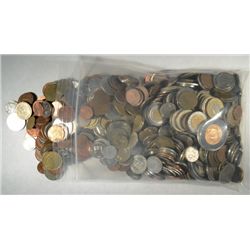 FORIEGN COIN LOT, ( 5 ) POUNDS APPROX. 500 COINS FROM COUNTRIES FROM AROUND THE WORLD