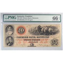 1859 $20 FARMERS BANK KENTUCKY
