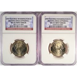 2  2007 Geo Washington $ Mint error