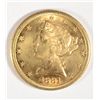 Image 1 : 1881  $5 Liberty gold