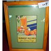 Image 1 : FRAMED VINTAGE AD "SUNKIST RECIPIES FOR EVERYDAY" 12T x 9.5w