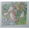 Image 2 : MARY LAKE THOMPSON "MORNING CHORES" FRAMED WATER COLOR PRINT, SIGNED #544/550.  22T X 21W
