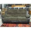 Image 1 : Brown leather and courderouy reclining sofa