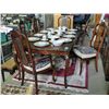 Image 1 : Cherry finish dining room table with 2 leafs and