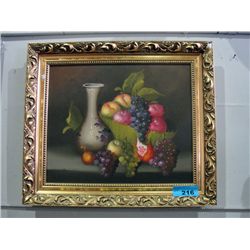 Framed original oil on canvas still life painting-