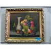 Framed original oil on canvas still life painting-