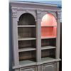 Image 1 : Approx 7F tall bleached oak lighted bookshelf wall