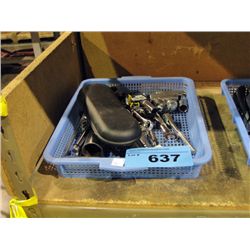 Blue basket filled with assorted tools