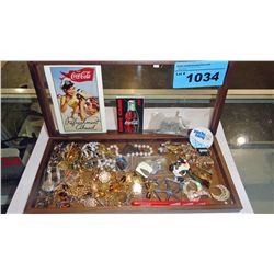 Box of assorted costume jewelery and collectable