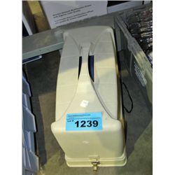 White portable sewing machine with carrying case